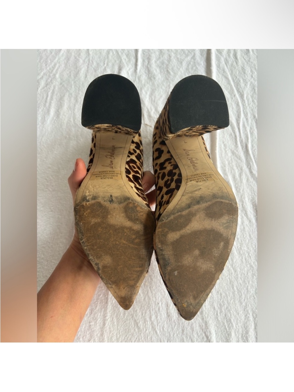 Sam Edelman Leopard Print Pointed Block Heel Pumps - Brown/Tan - Picture 6 of 6